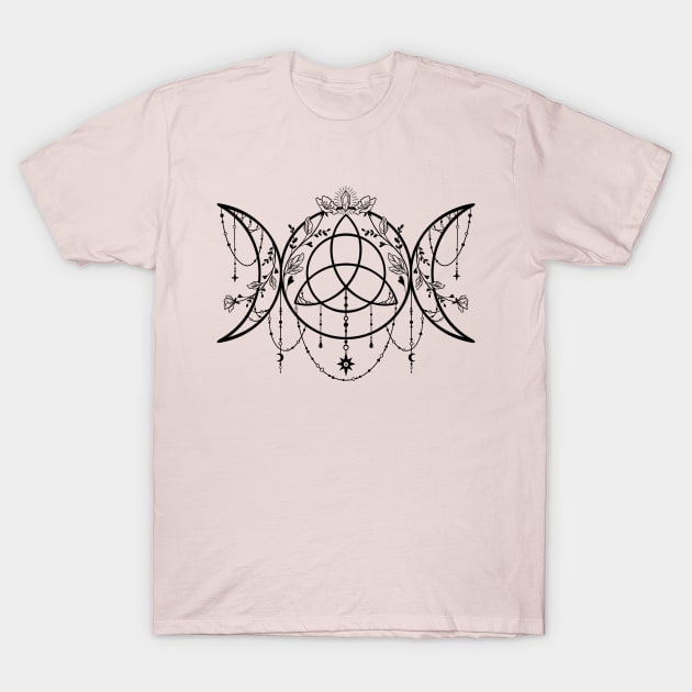 Triple Moon Triquetra T-Shirt by OccultOmaStore